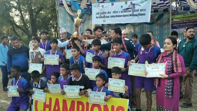 यू १४मा बेलडाँडीको सरस्वती मावि झर्नासागर जिल्ला च्याम्पियन